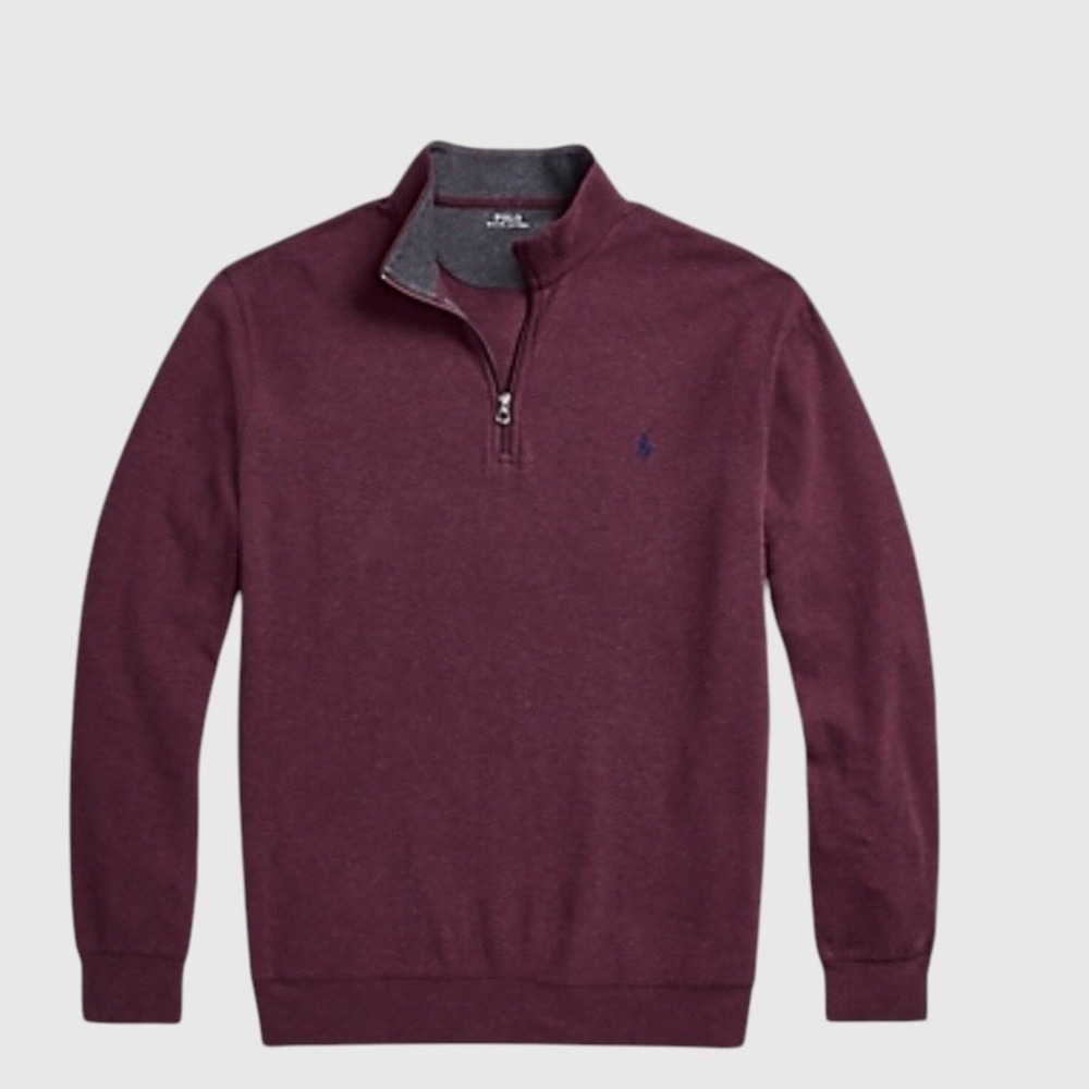 Polo Ralph Lauren Mens 3XB Burgundy Heather Quarter Zip Pullover Sweater